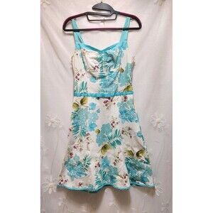 My Michele Girls 5/6 Blue Sundress Babydoll Floral Botanical Tropical Vacation